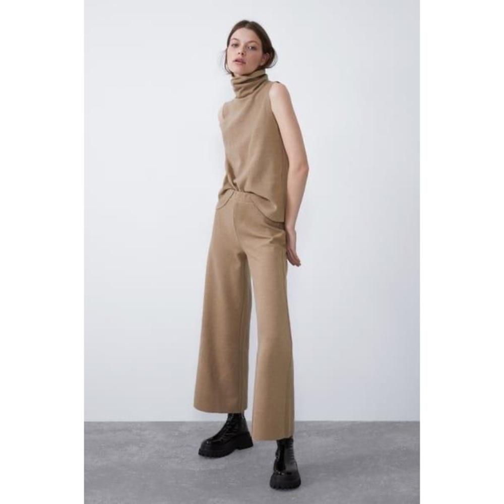Zara Soft Feel High Collar Top and Pants set SMALL